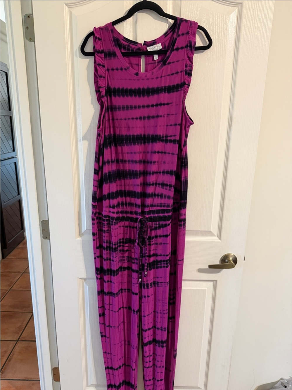 sofia by sofia vergara fuschia and Black Tie-Dye Jumpsuit NWT XL